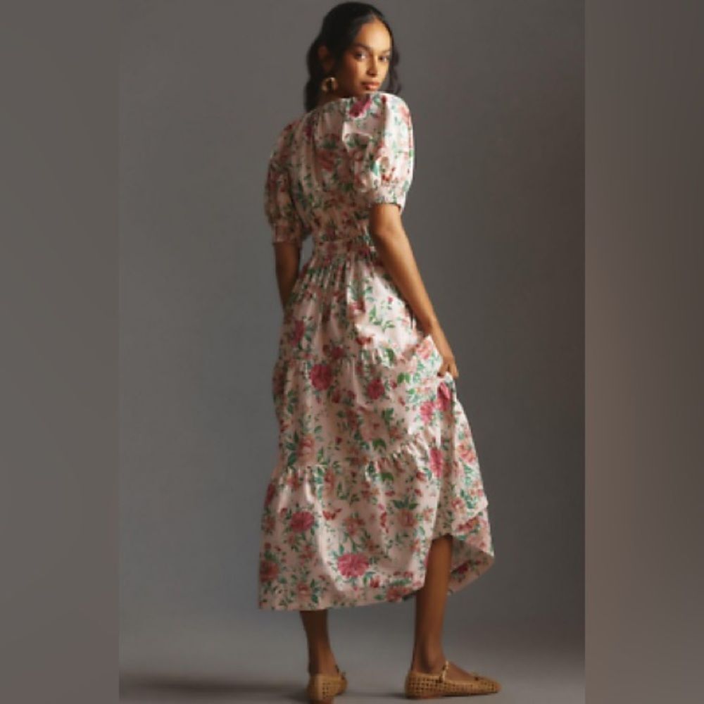 Anthropologie Somerset Puff Sleeve Tiered Maxi Dress NWT - Picture 3 of 9